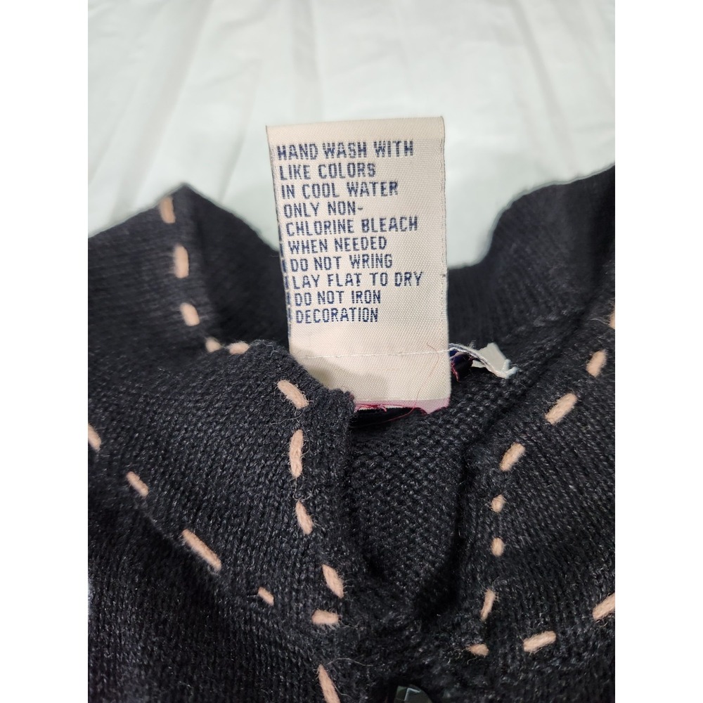 TimberLea Vintage Christmas Black Sweater Embellished Cardigan Small S Ornaments - Picture 7 of 8